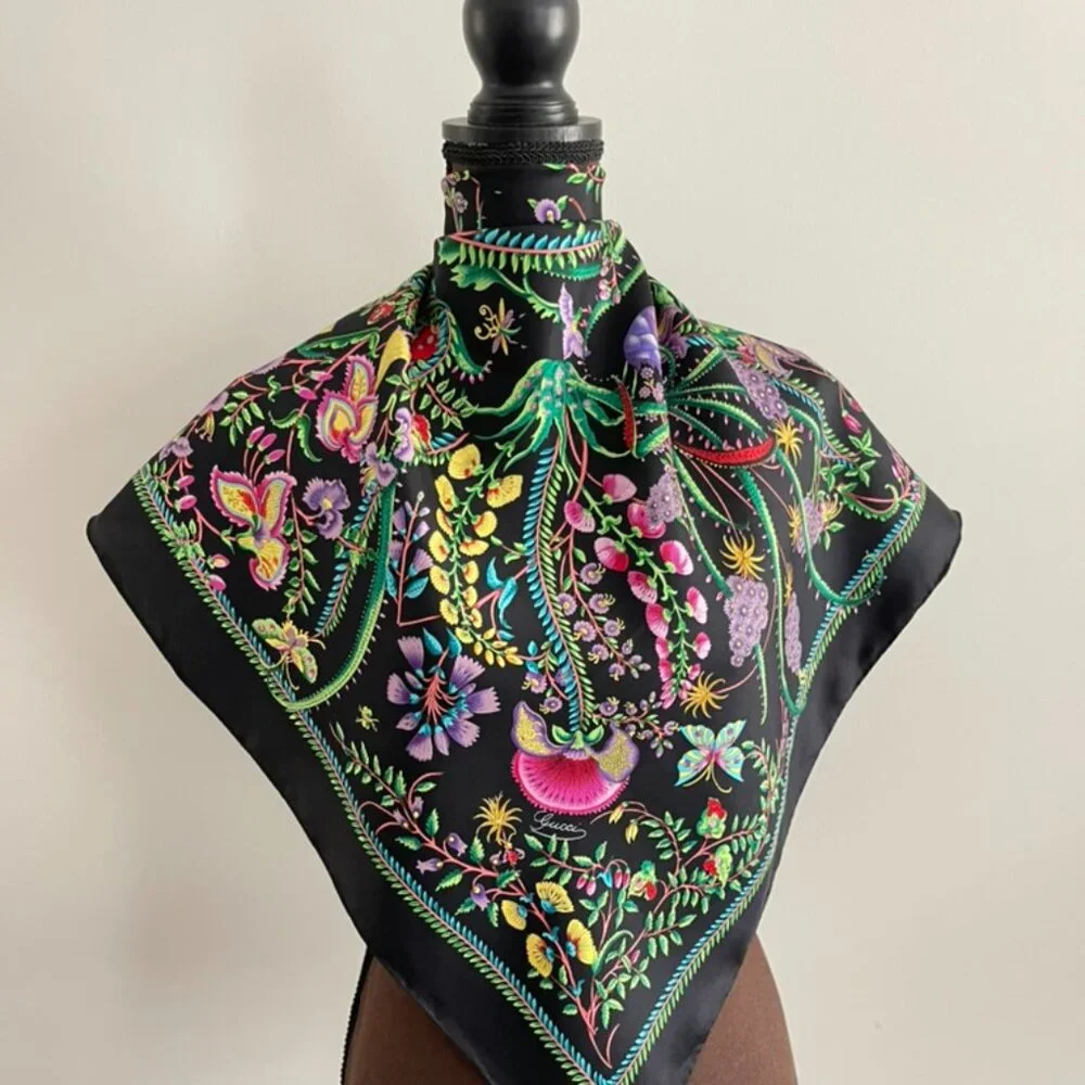 Display #3 Gucci Multicolor Black Silk Scarf Wrap